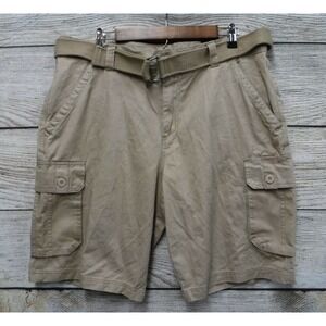 Burnside Cargo Shorts Mens Size 36 Khaki Colored Belted Twill Cargo Shorts New